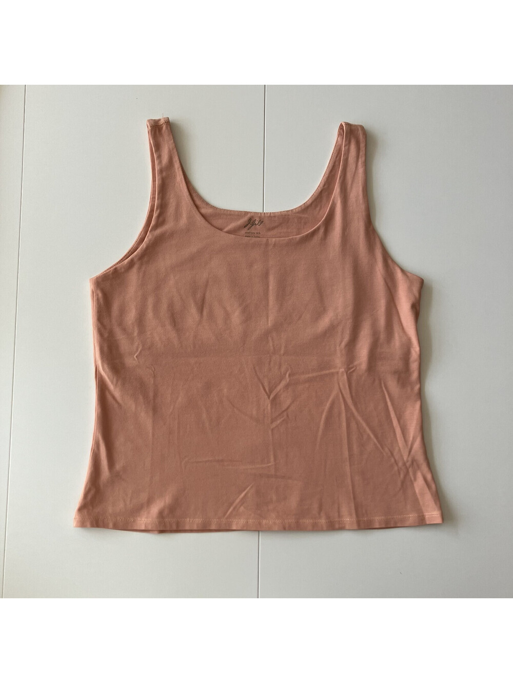 J.Jill Shelf Bra Tank Top Womens Sz L Peach Sleeveless Stretch Elevated Basic